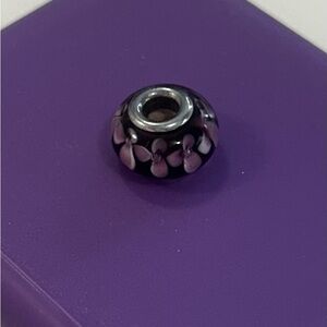 Pink and Purple Floral Glass Bead Charm